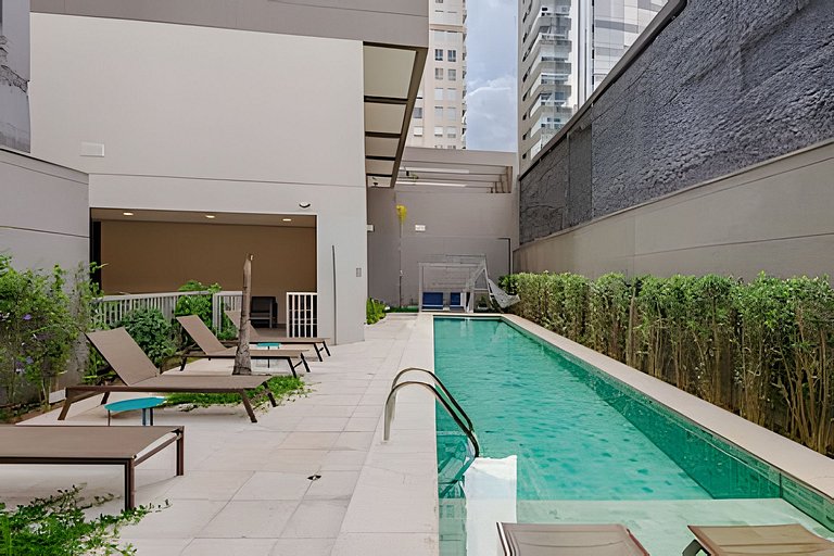 APTO 1 min Metrô Faria Lima | Piscina, A/C e Wifi